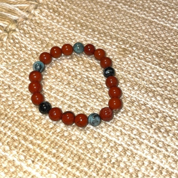 Red Jasper Zebra Jasper Handmade Healing Bracelets 7” Set of 3 Bracelets - Picture 3 of 7